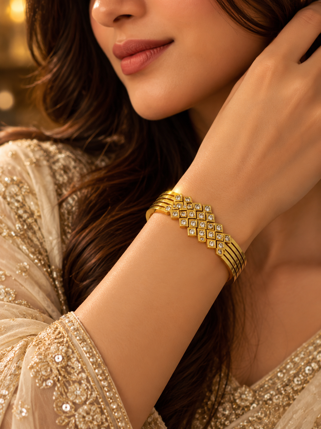 Pearl Accented 4 Line Kada