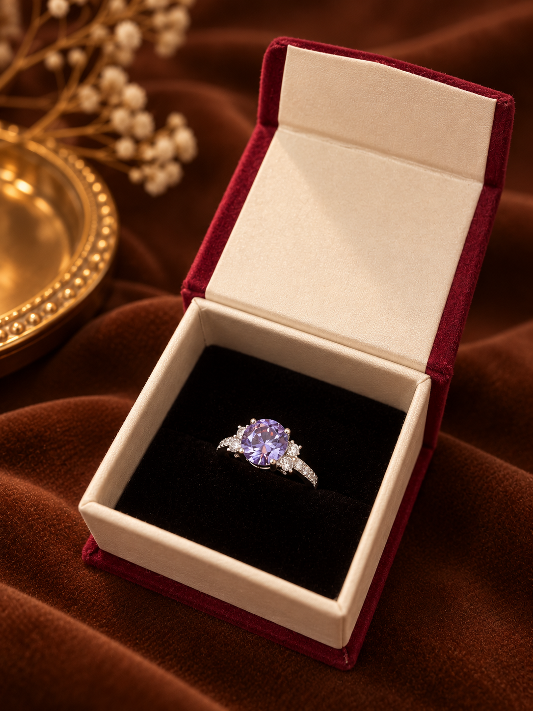 Purple Solitaire RIng