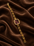 Élan Royal Amethyst Link Watch for Women – Luxury Gold-Tone Bracelet with Purple Dial & Crystal Detailing