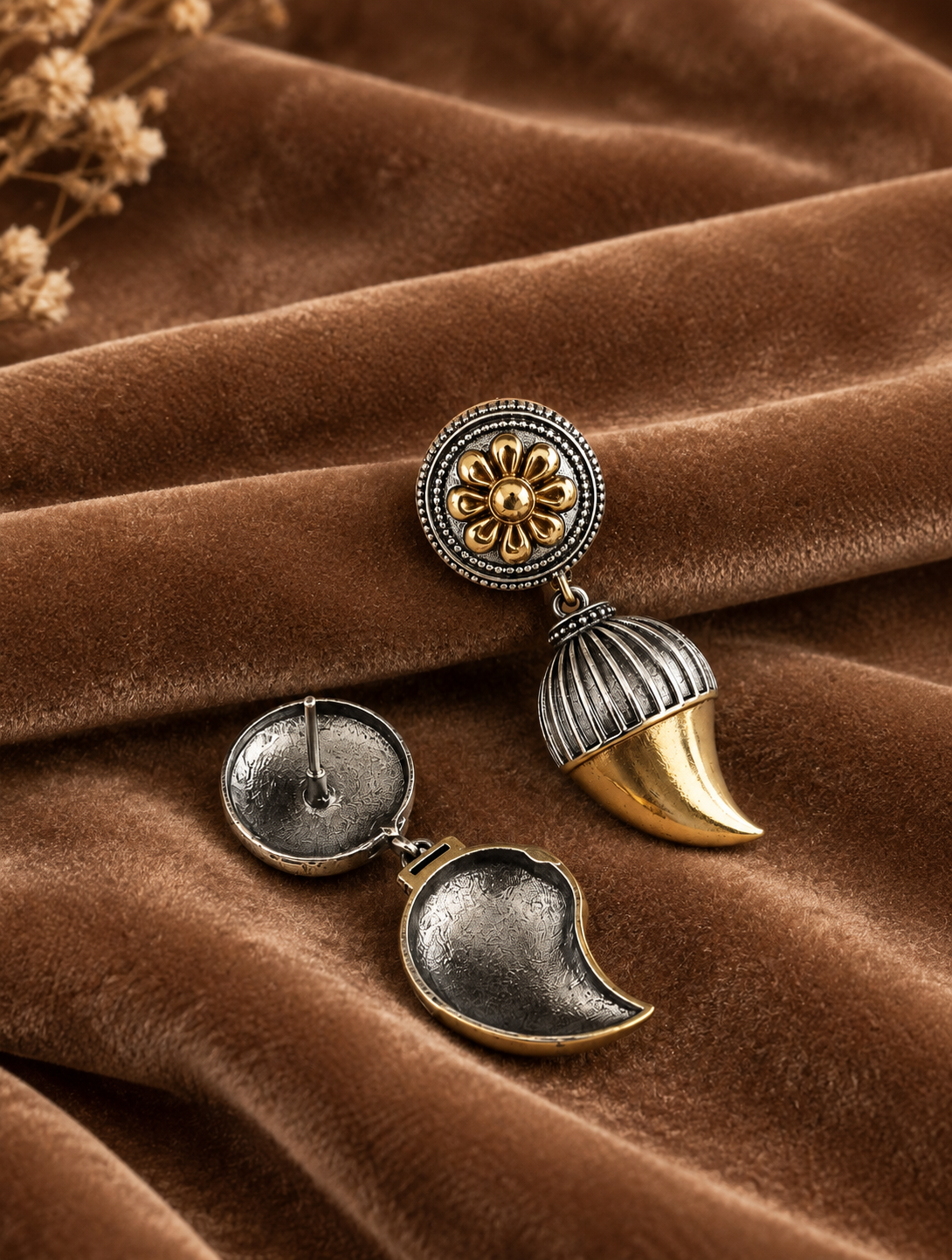 OXD Cupcake Earrings | Antique Silver & Gold Statement Drop Earrings