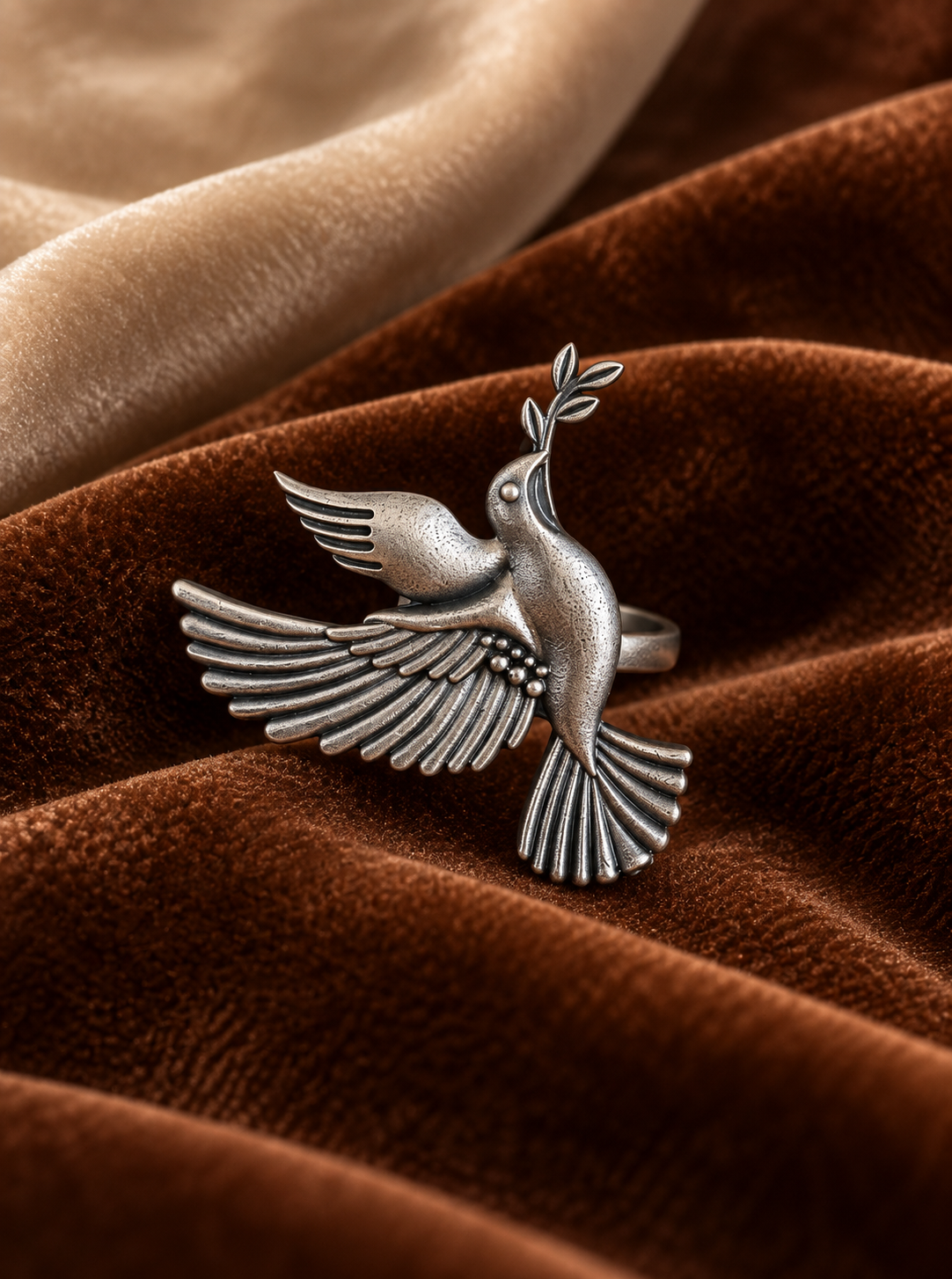 WAVING BIRD RING – Oxidized Silver Bird Statement Ring for Women