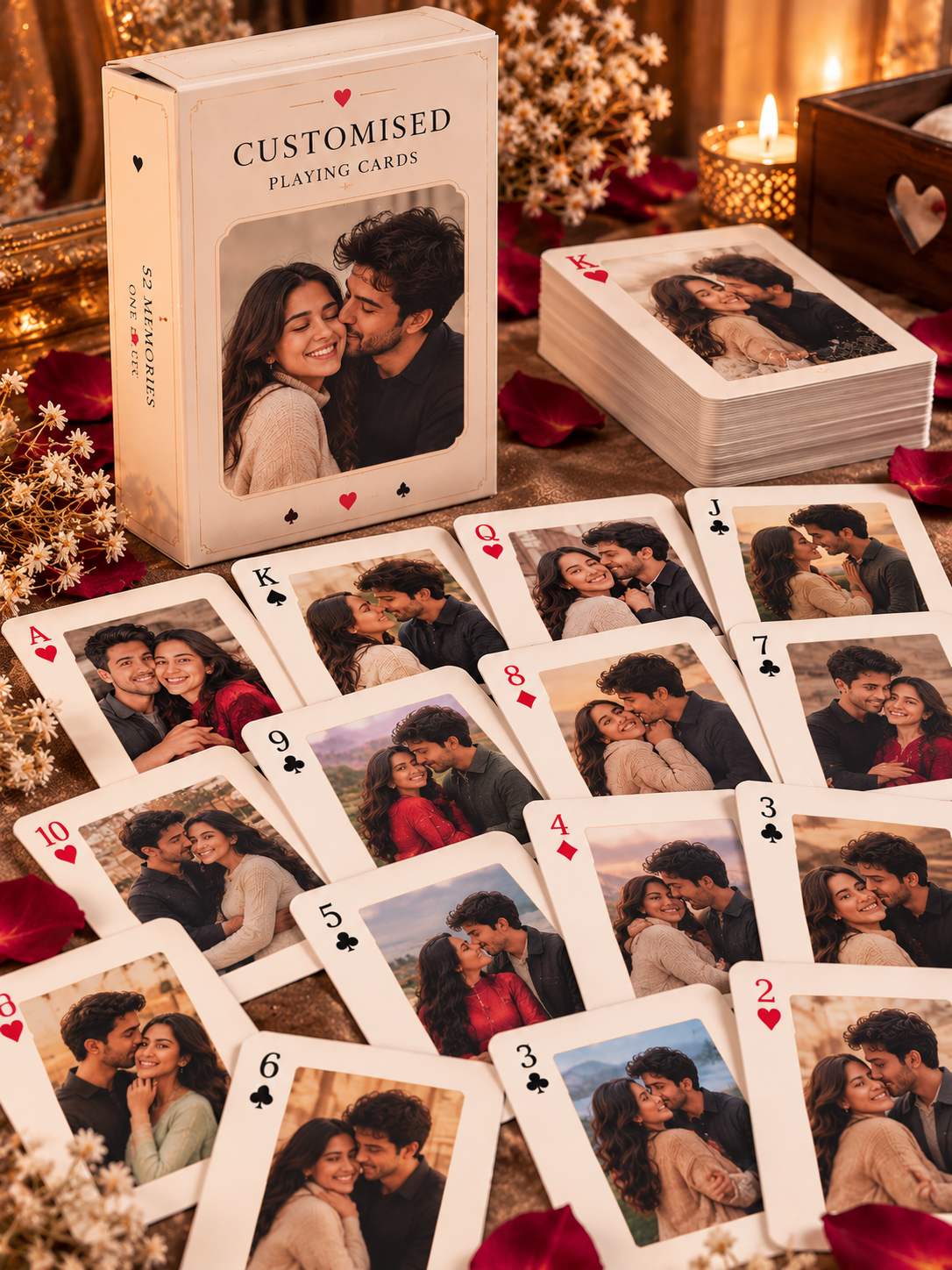 Customised Playing Cards with 52 Personal Photos – Personalised Gift Deck