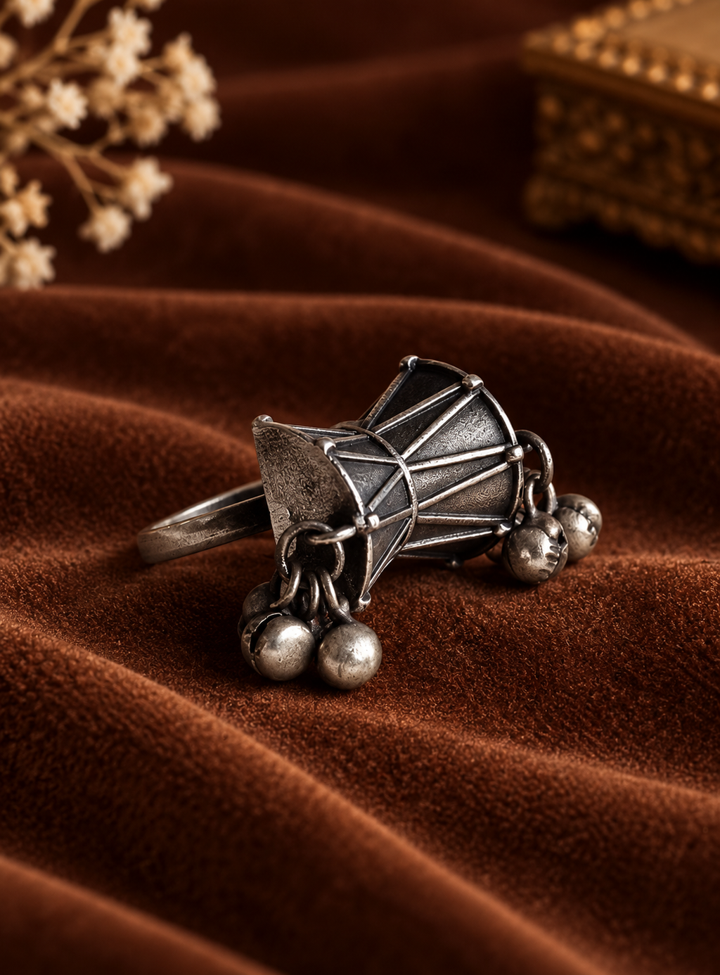 Divine Shiva Damru Statement Ring