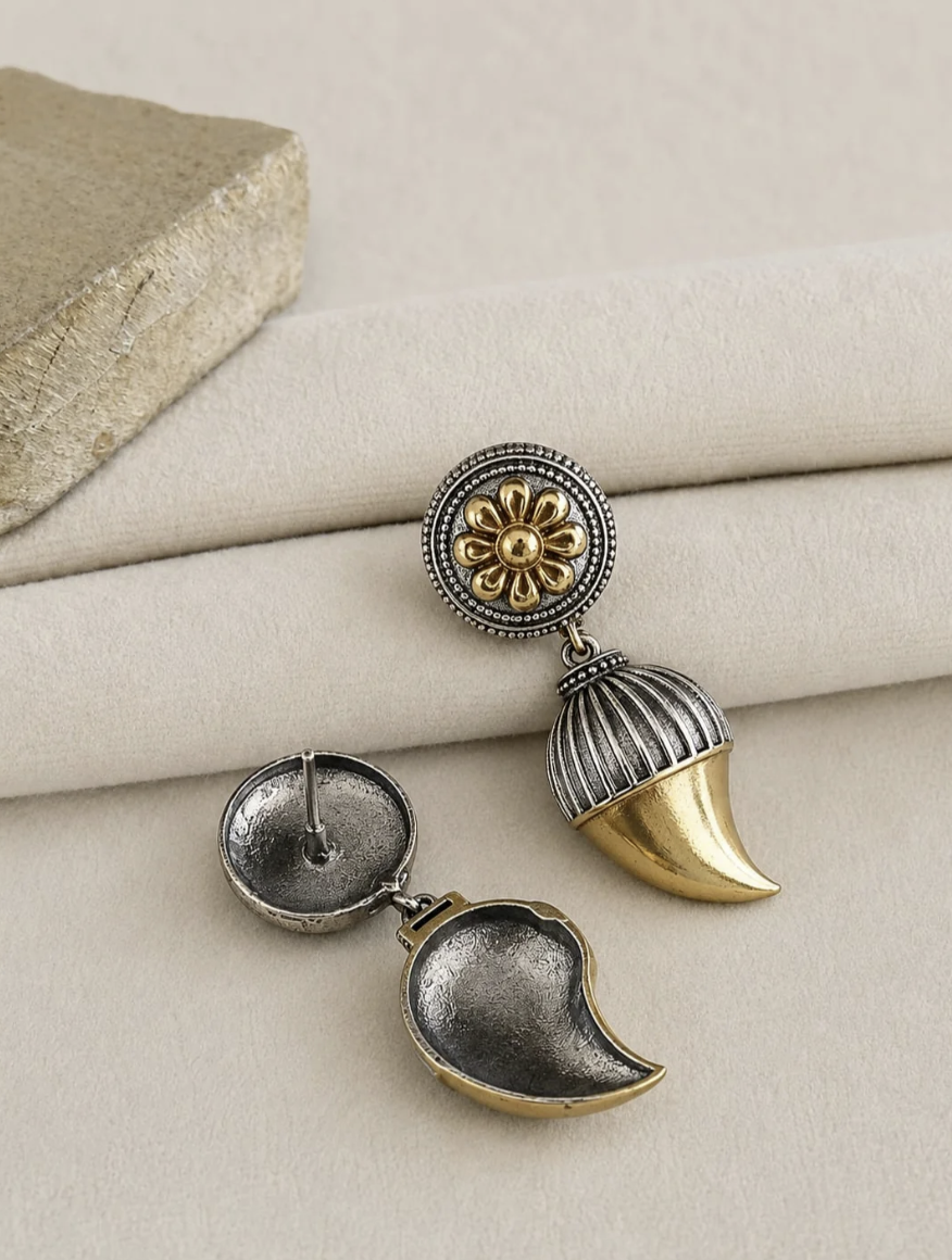OXD Cupcake Earrings | Antique Silver & Gold Statement Drop Earrings