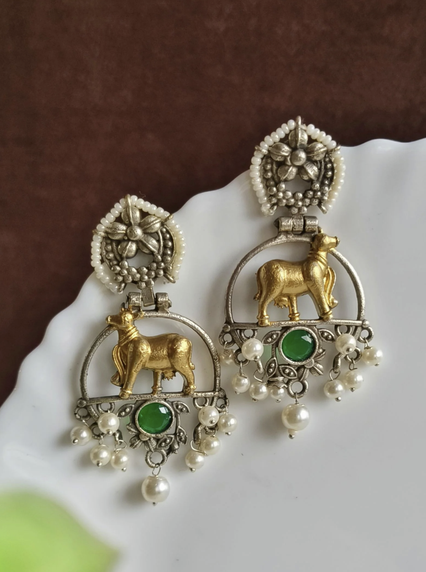 Royal Deer Chandbali Earrings