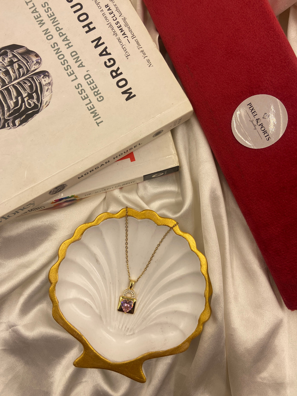 Gold Heart Lock Pendant Necklace for Women