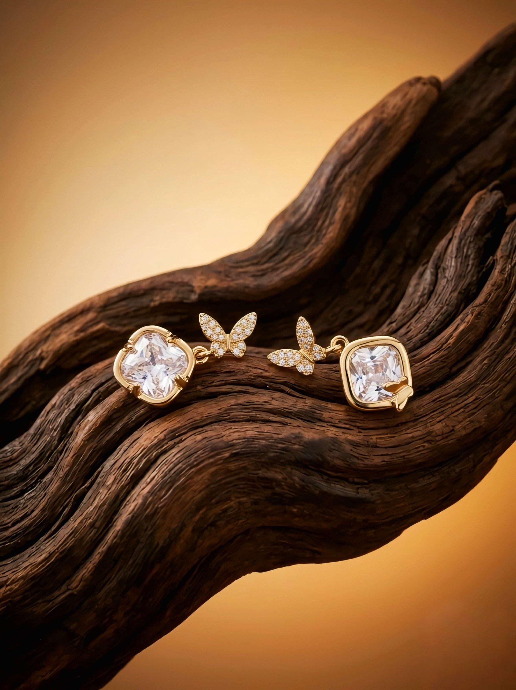 ROSE GOLD BUTTERFLY STONE EARRINGS