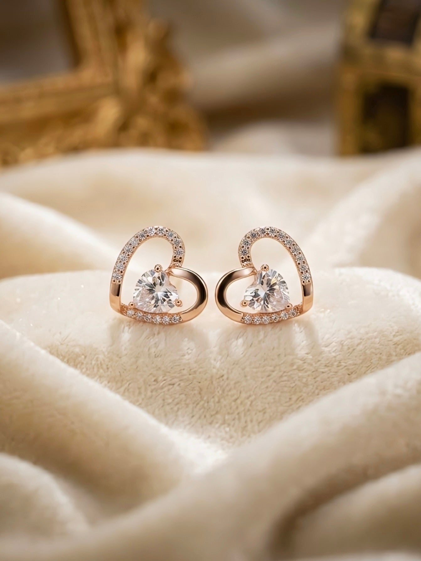 ROSE GOLD HEART EARRINGS