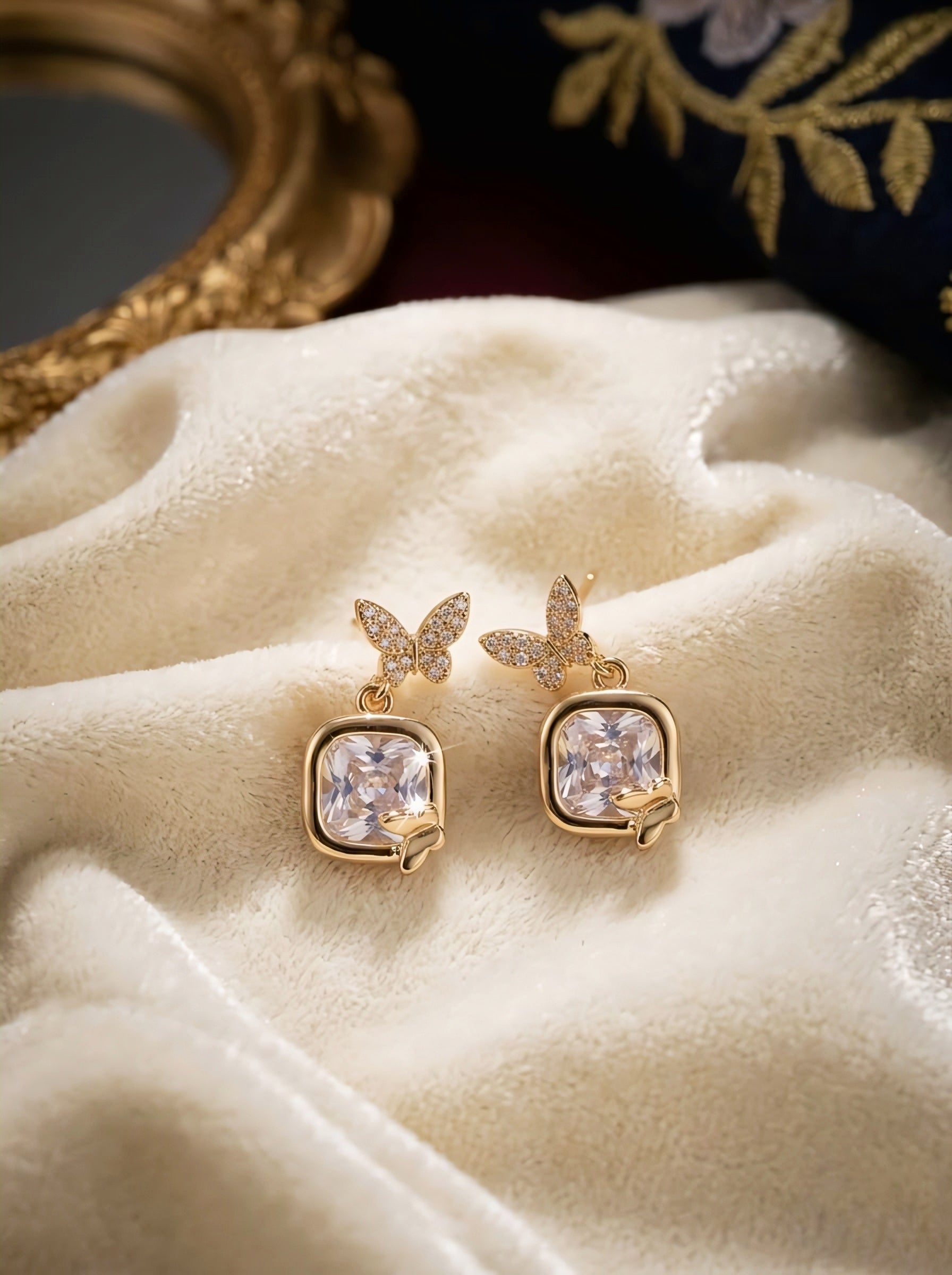 ROSE GOLD BUTTERFLY STONE EARRINGS