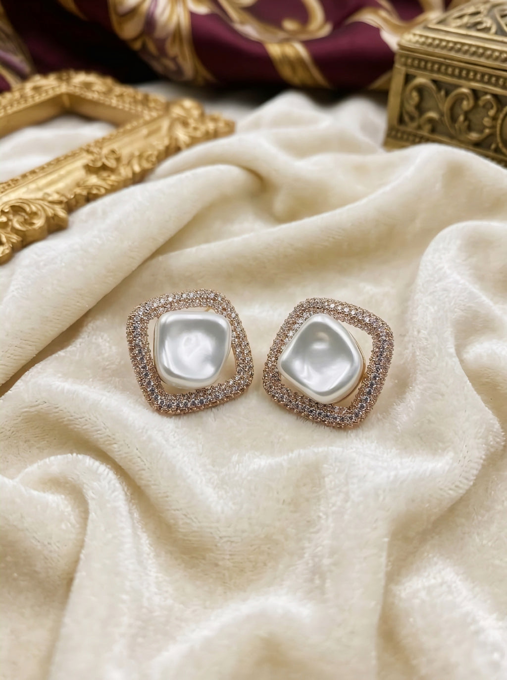 ROSE GOLD STONE EARRINGS