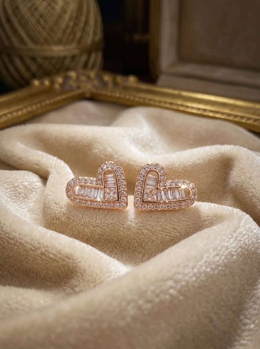 ROSE GOLD HEART EARRINGS