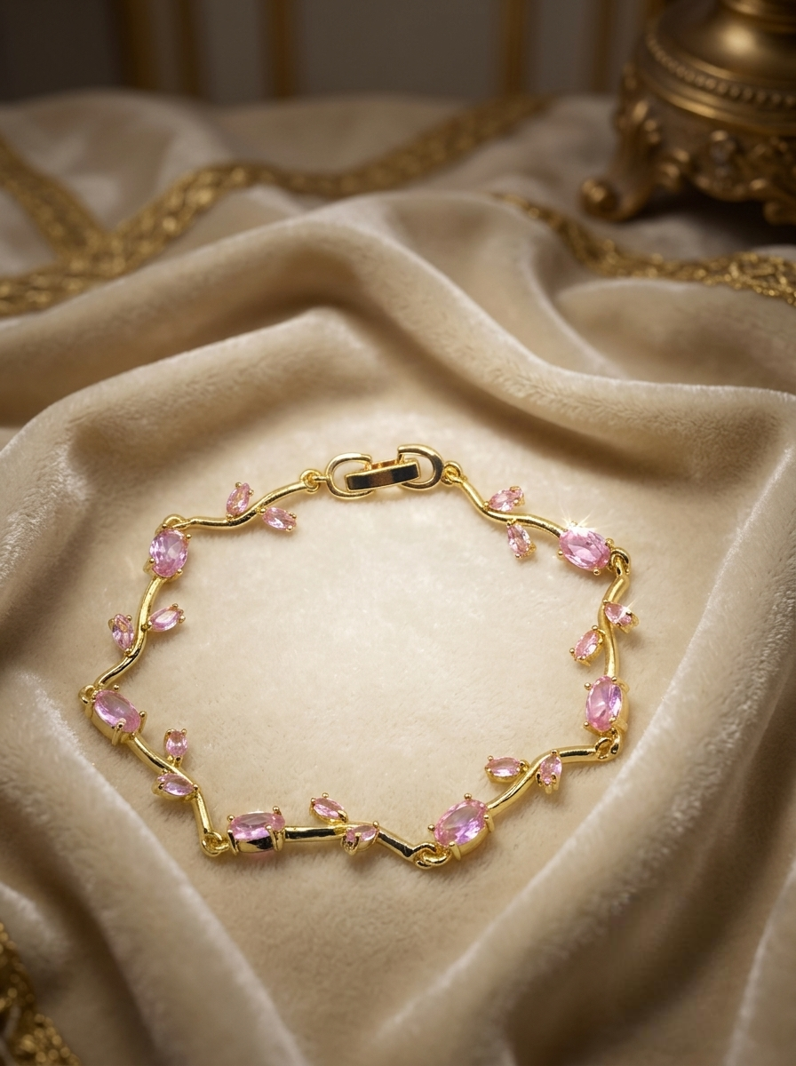 GOLD PINK TULIP BRACELET