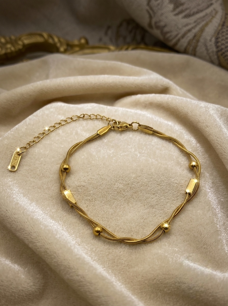 GILDED CUBE & BALL BRACELET