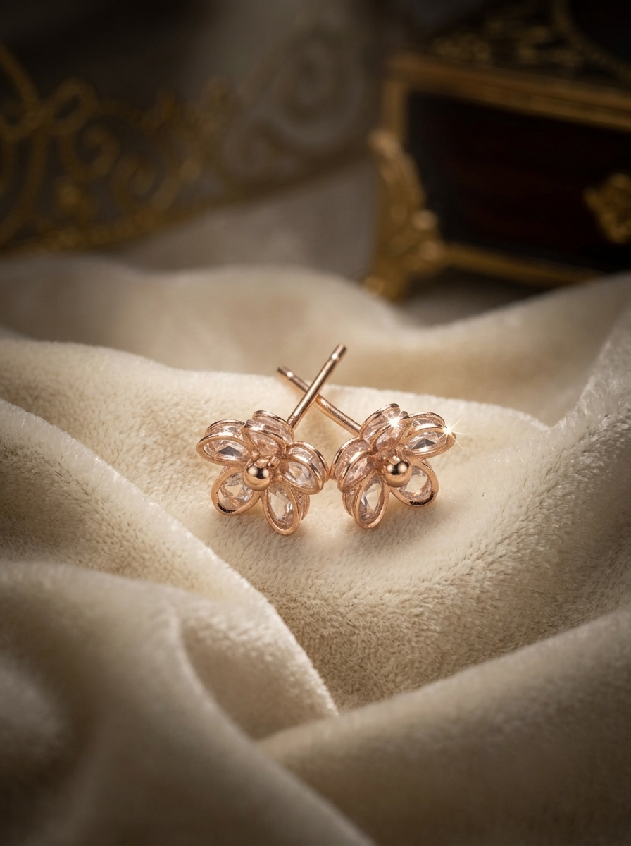 ROSE GOLD FLOWER EARRINGS