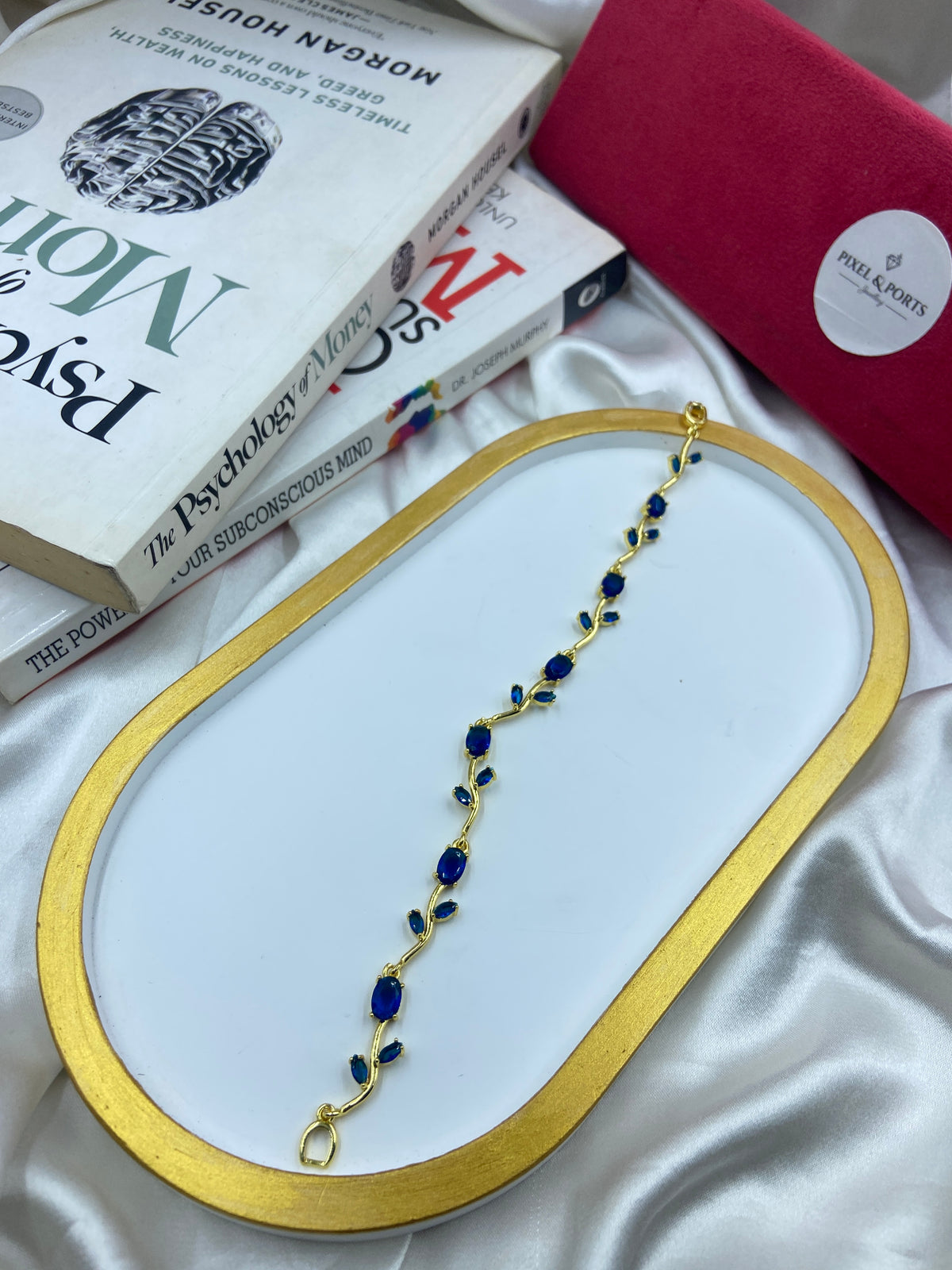 GOLD BLUE TULIP BRACELET