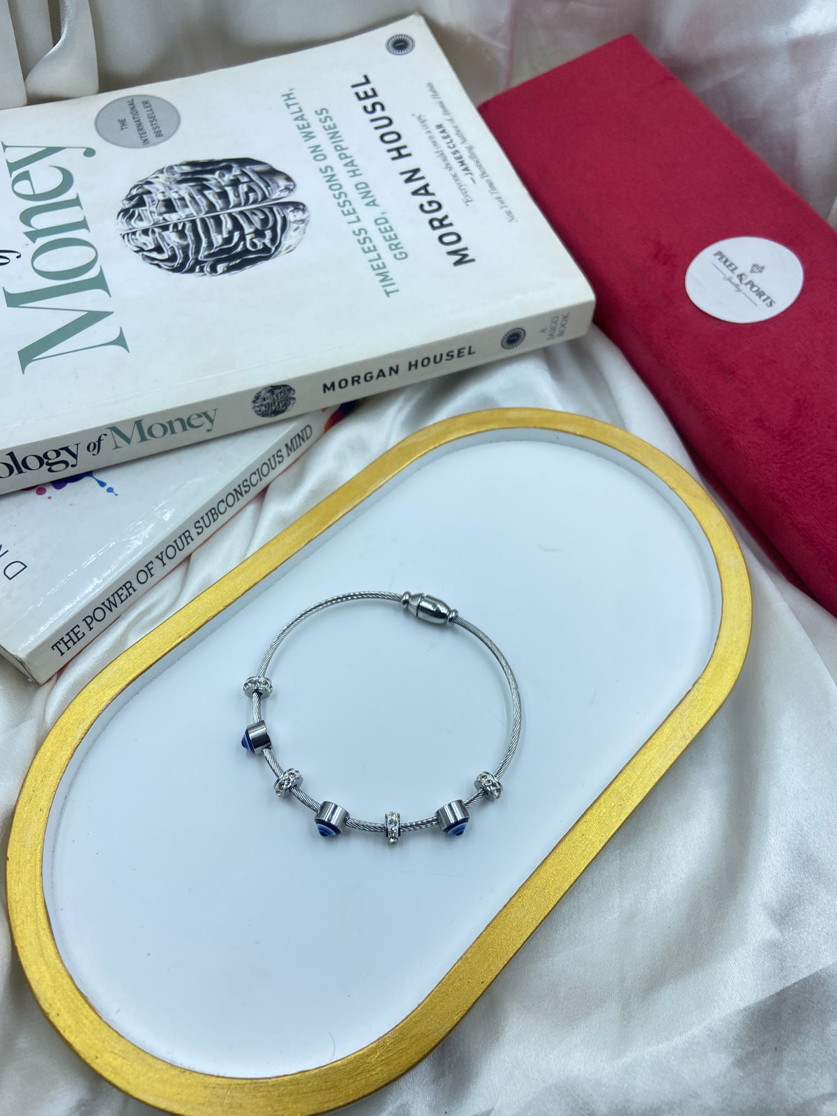 Evil Eye Diamond Silver Kada Bracelet for Women