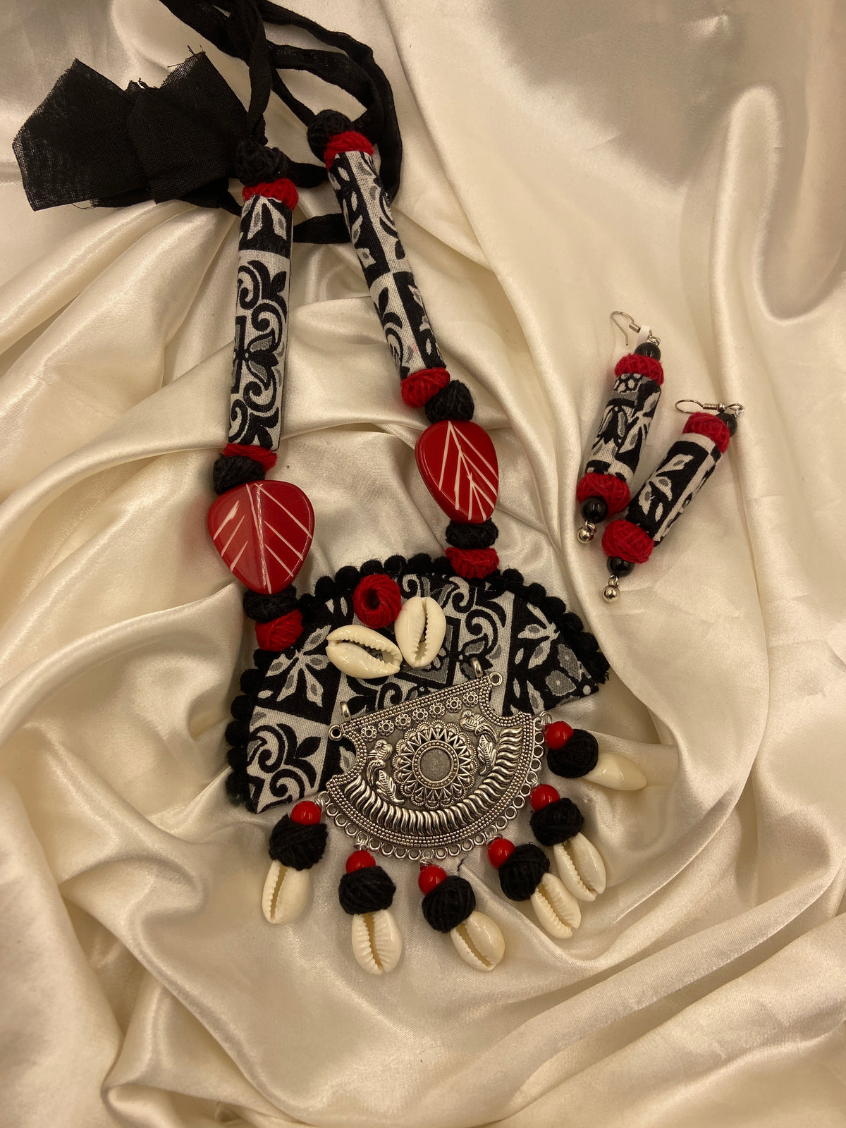 Tribal Fusion Shell Necklace Set | Handmade Boho Statement Jewellery
