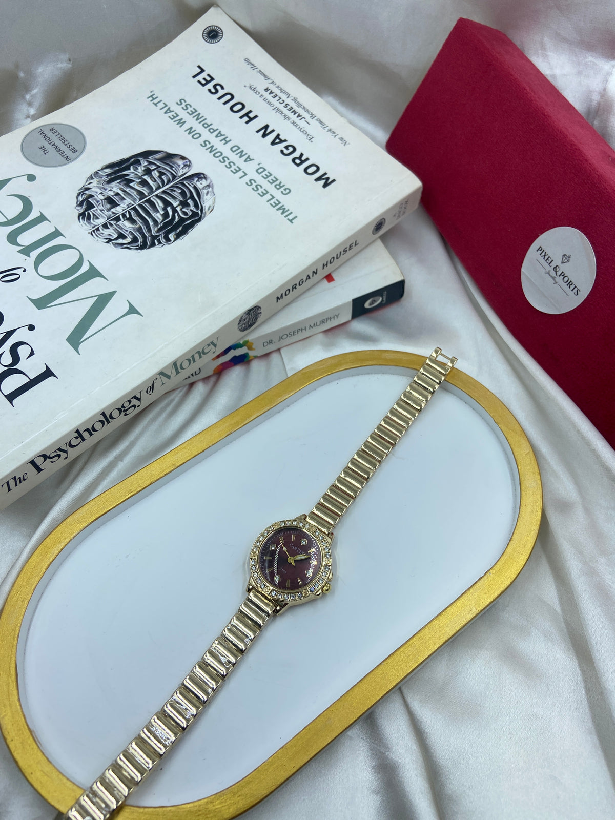GOLD CHERRY DIAL WATCH