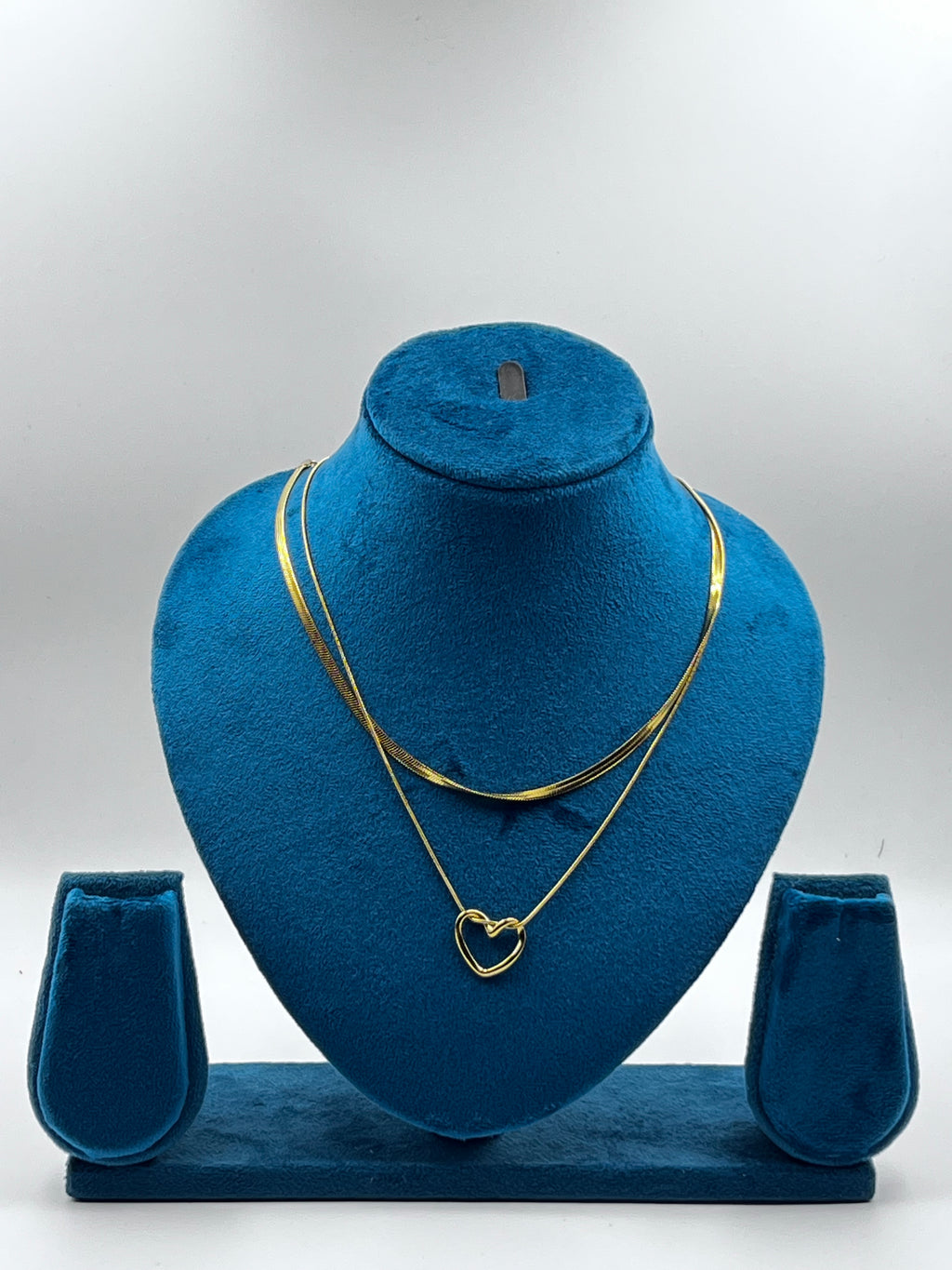 DOUBLECHAIN HOLLOW HEART PENDANT
