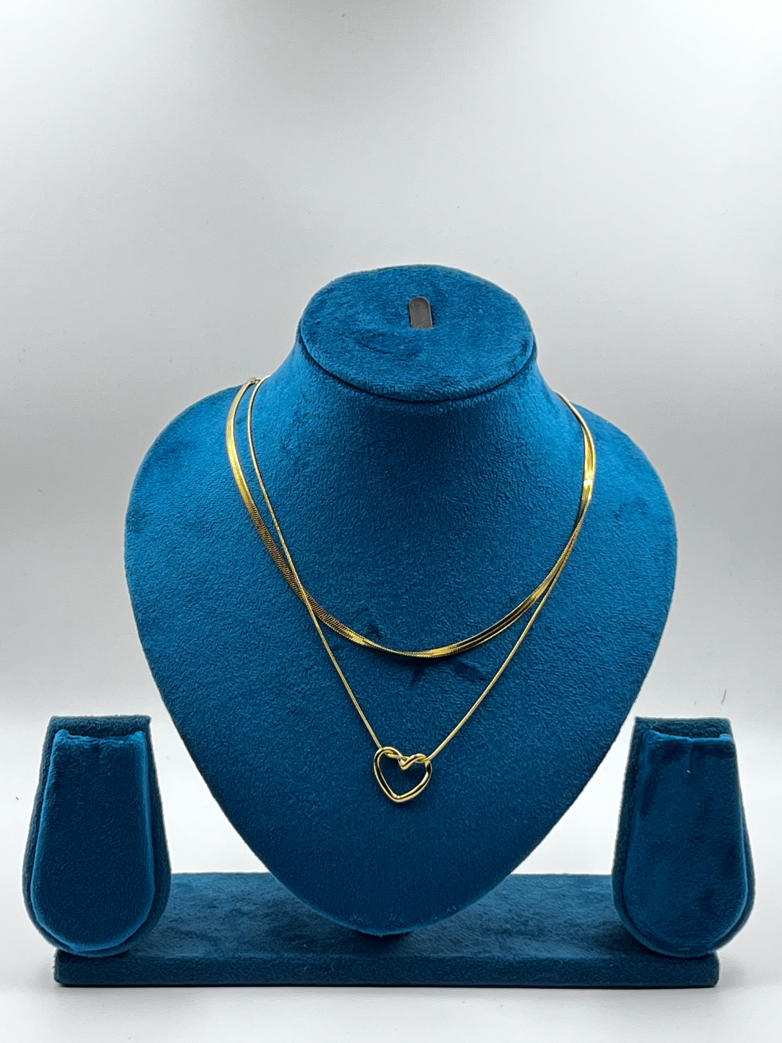 DOUBLECHAIN HOLLOW HEART PENDANT
