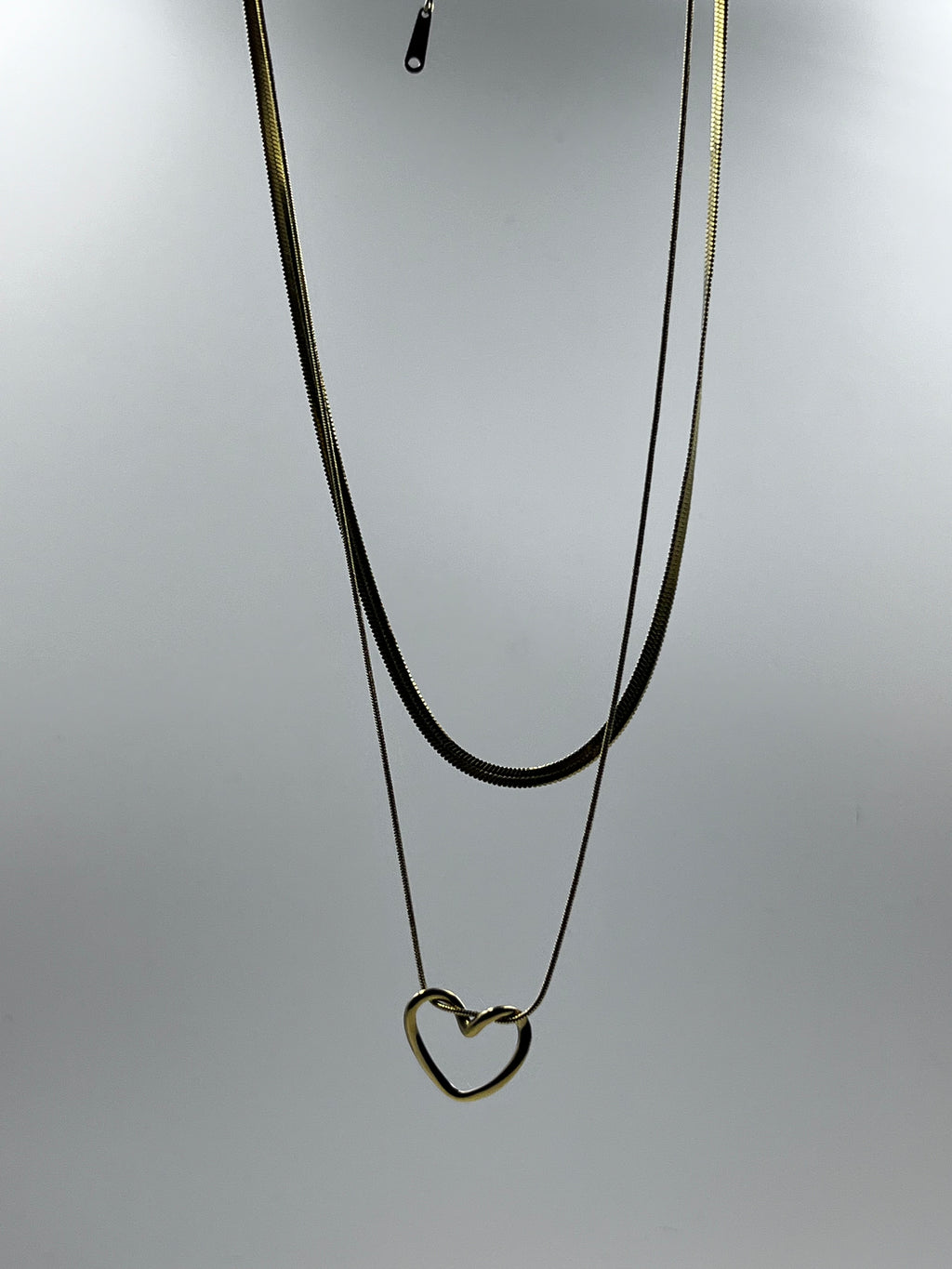 DOUBLECHAIN HOLLOW HEART PENDANT