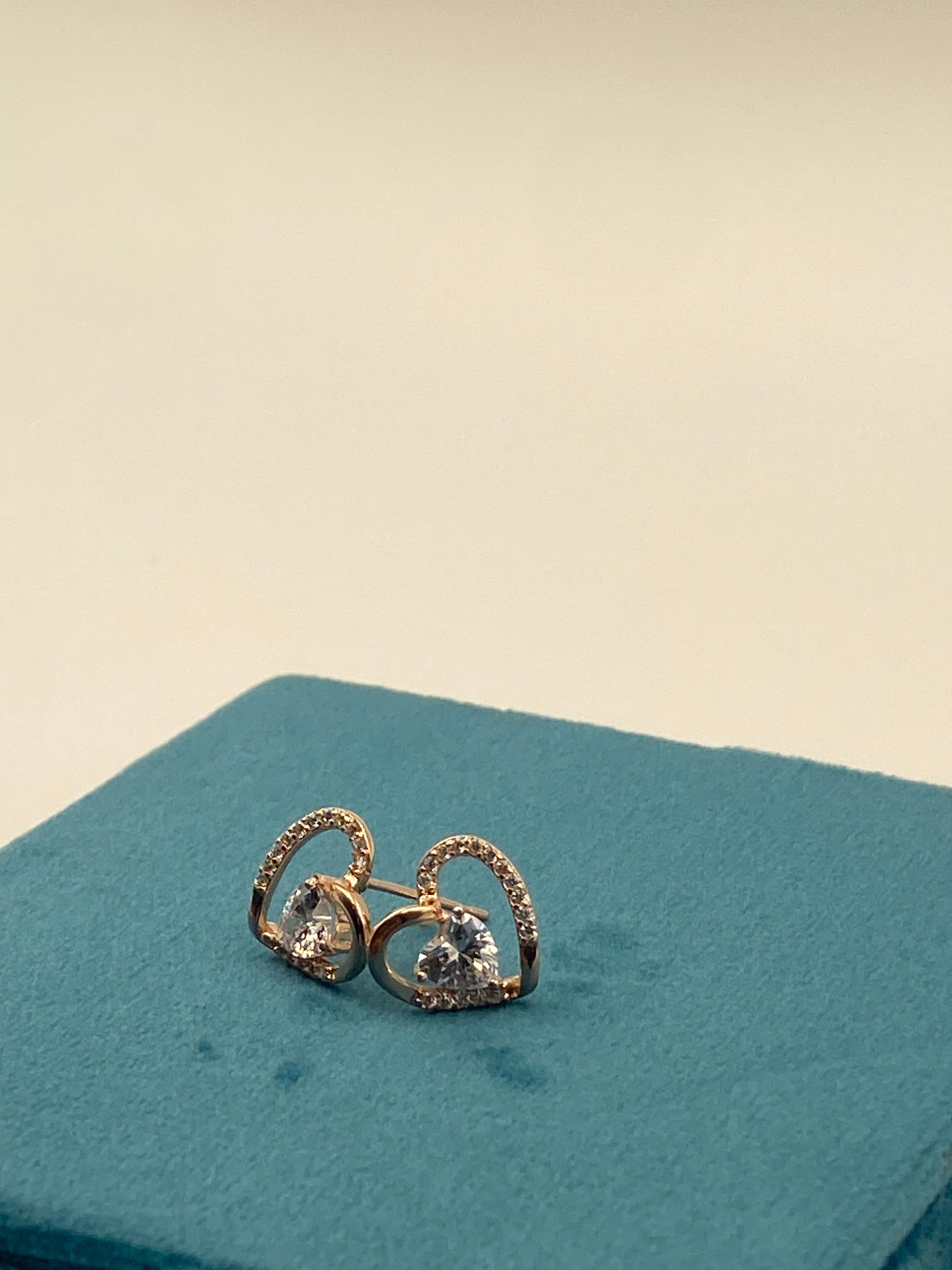 ROSE GOLD HEART EARRINGS