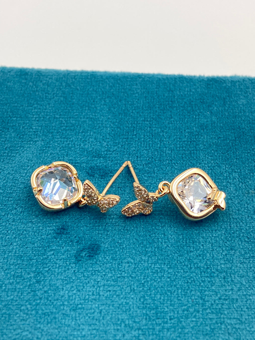 ROSE GOLD BUTTERFLY STONE EARRINGS