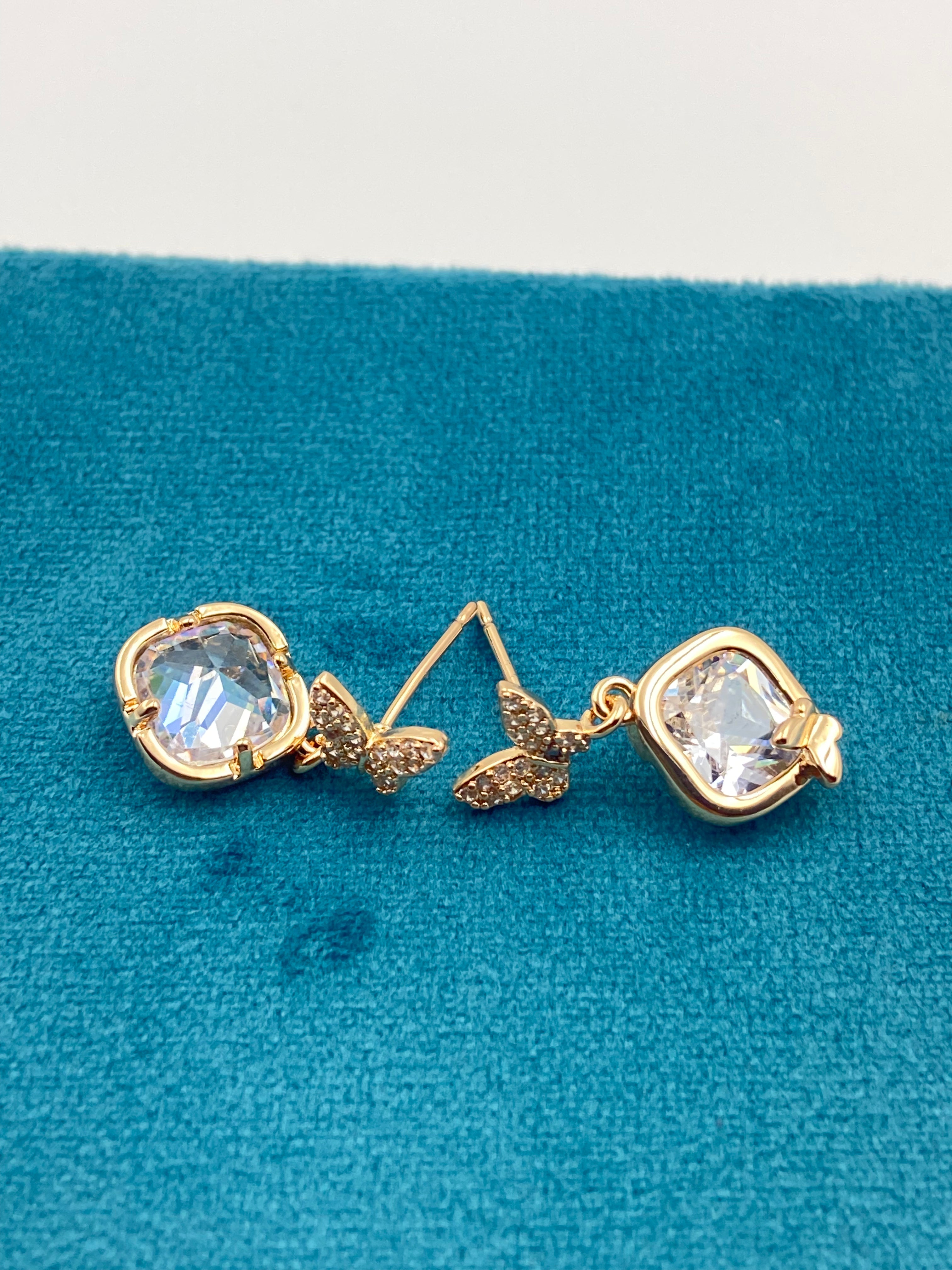 ROSE GOLD BUTTERFLY STONE EARRINGS