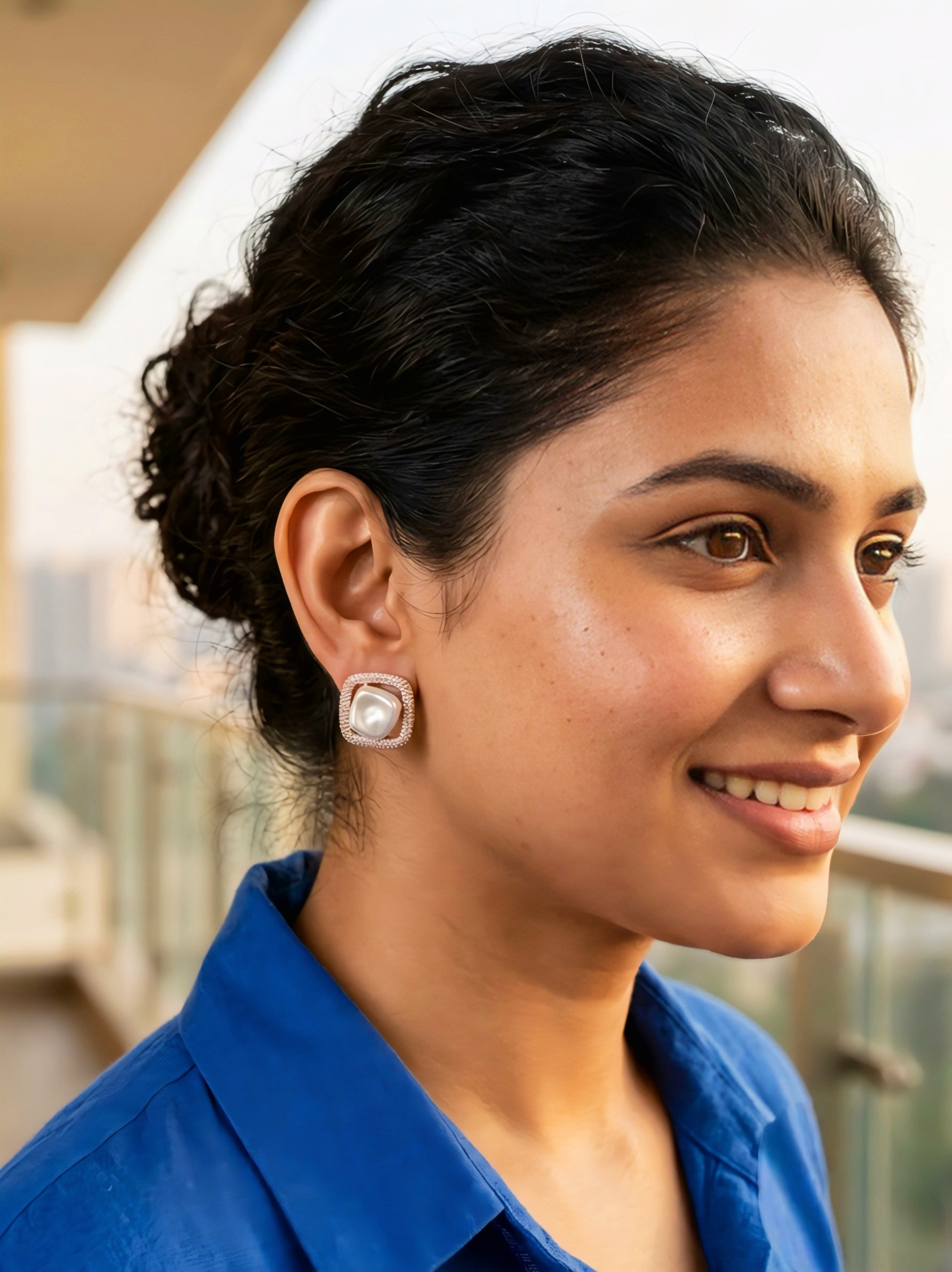 ROSE GOLD STONE EARRINGS
