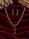 Luxury  American Diamond Crytal Sleek Silver Plated Necklace Jewellery Set