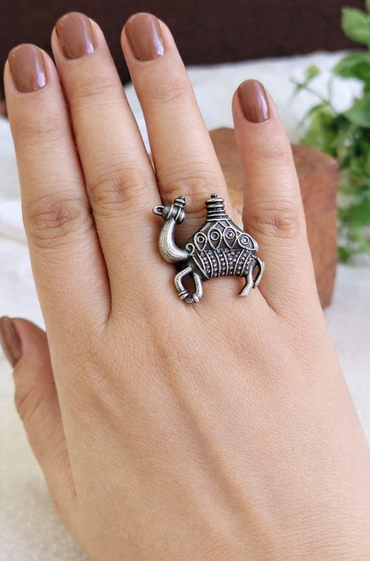 Camel Ring | Oxidized Silver Camel Statement Ring