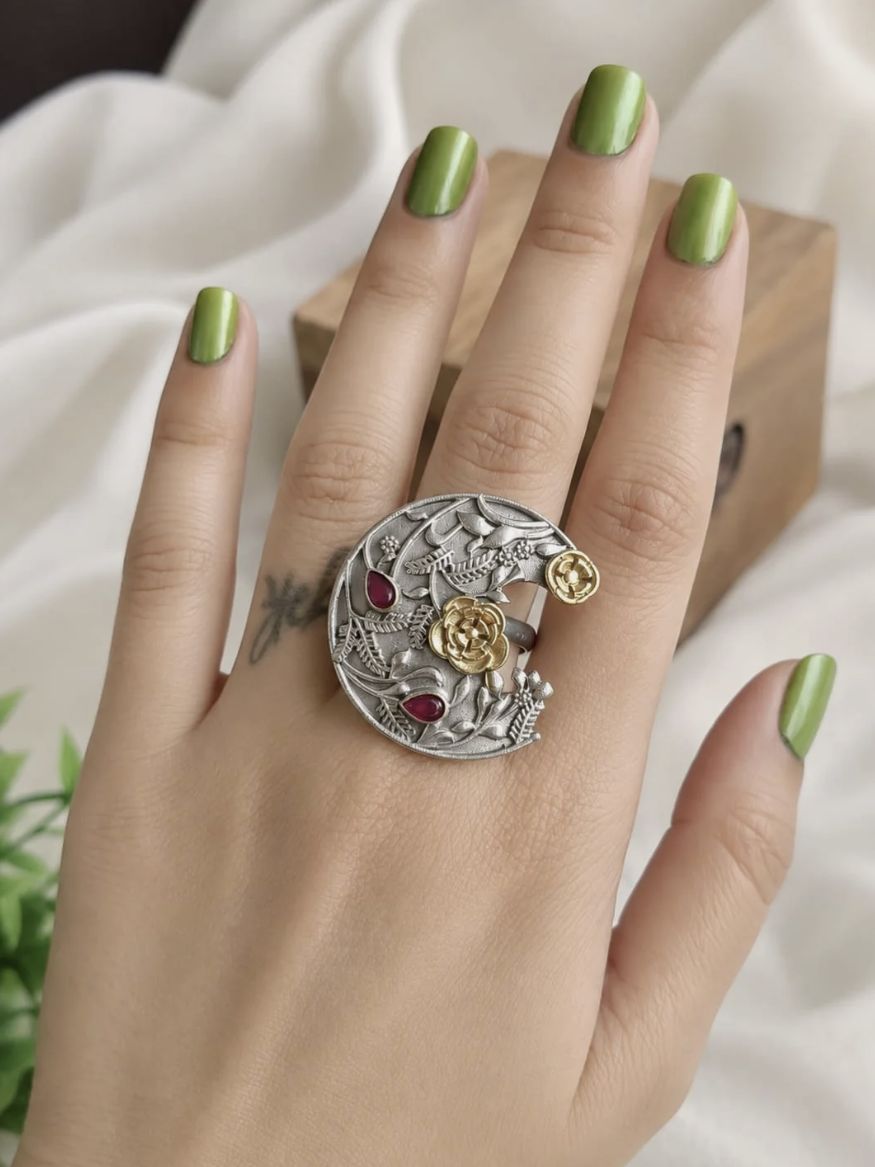 Lunar Bloom Statement Ring