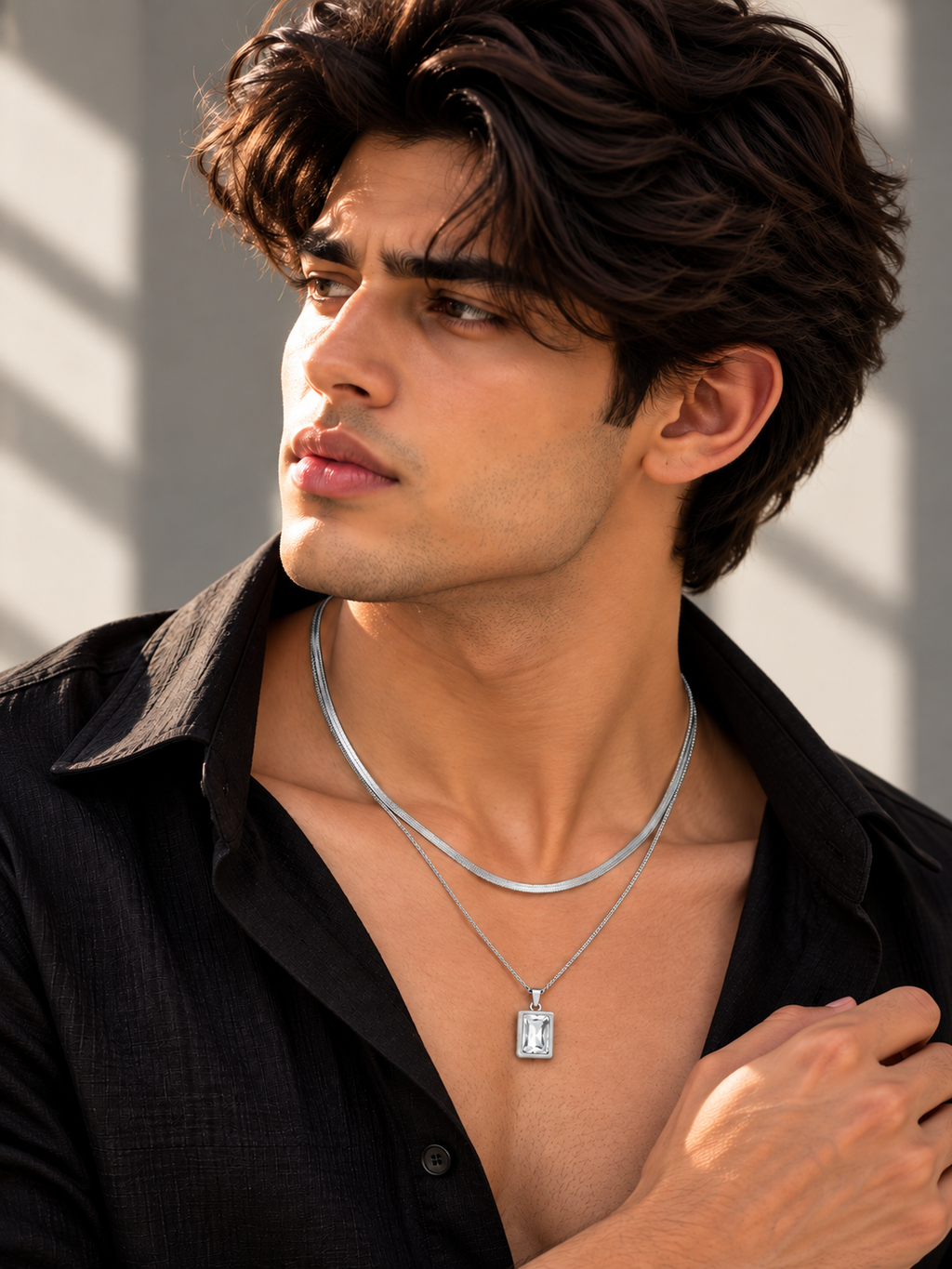 SILVER ACCENTED DIAMOND PENDENT