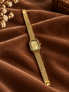 ROPE PATTERN RECTANGULAR GOLD WATCH
