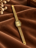 ROPE PATTERN RECTANGULAR GOLD WATCH