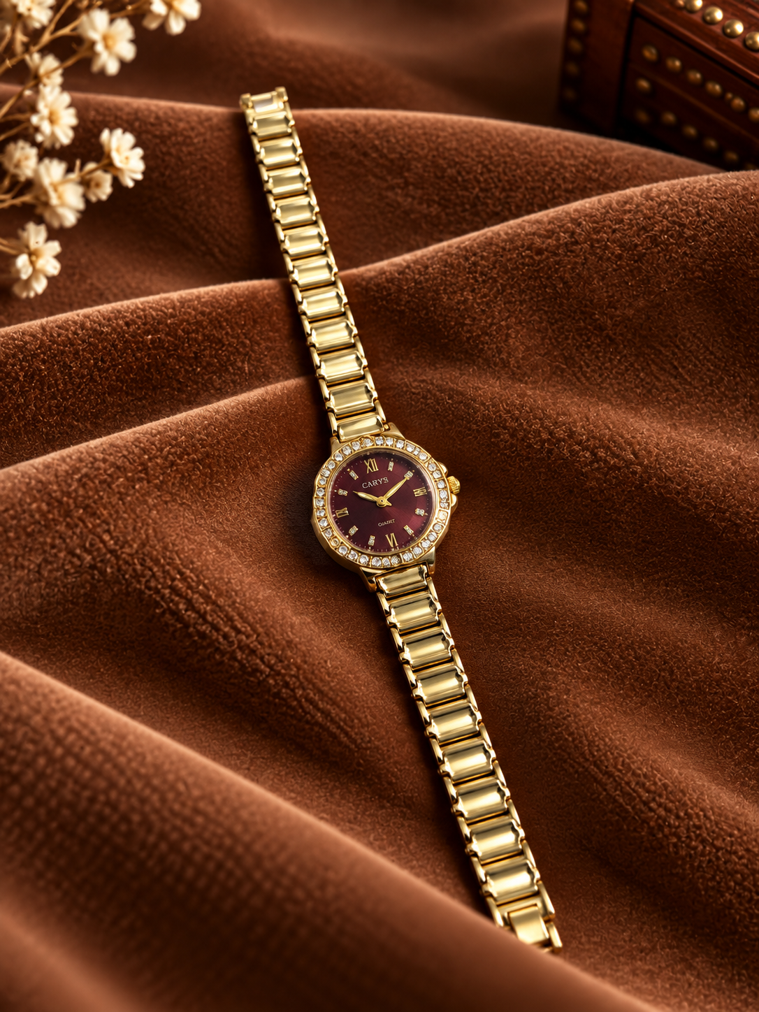GOLD CHERRY DIAL WATCH