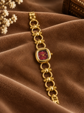 GOLD CRIMSON RED DIAL WATCH