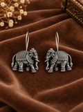 Oxidized Elephant Earrings