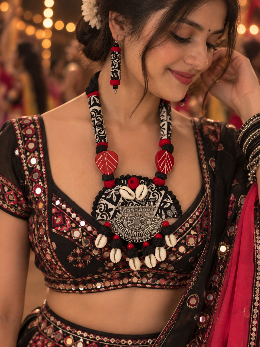Tribal Fusion Shell Necklace Set | Handmade Boho Statement Jewellery