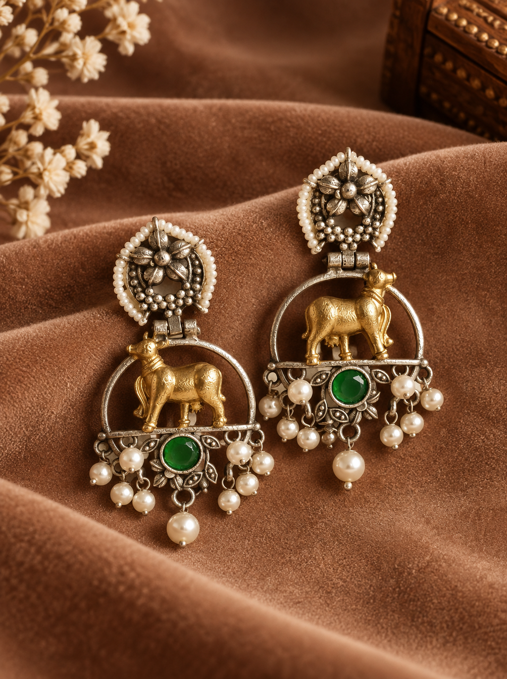 Royal Deer Chandbali Earrings