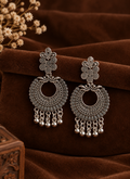 Flower Pearl Circle Earrings