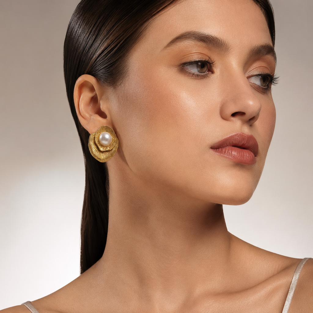 GOLD OCEAN PEARL EARRINGS