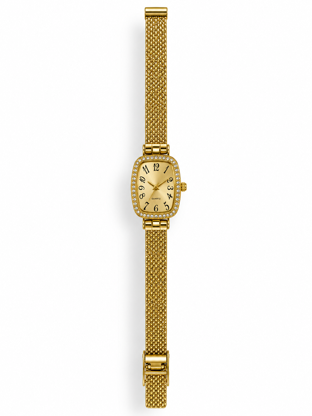 ROPE PATTERN RECTANGULAR GOLD WATCH