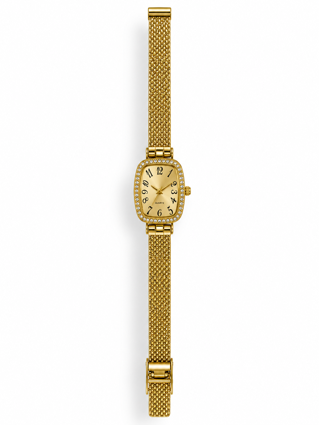 ROPE PATTERN RECTANGULAR GOLD WATCH