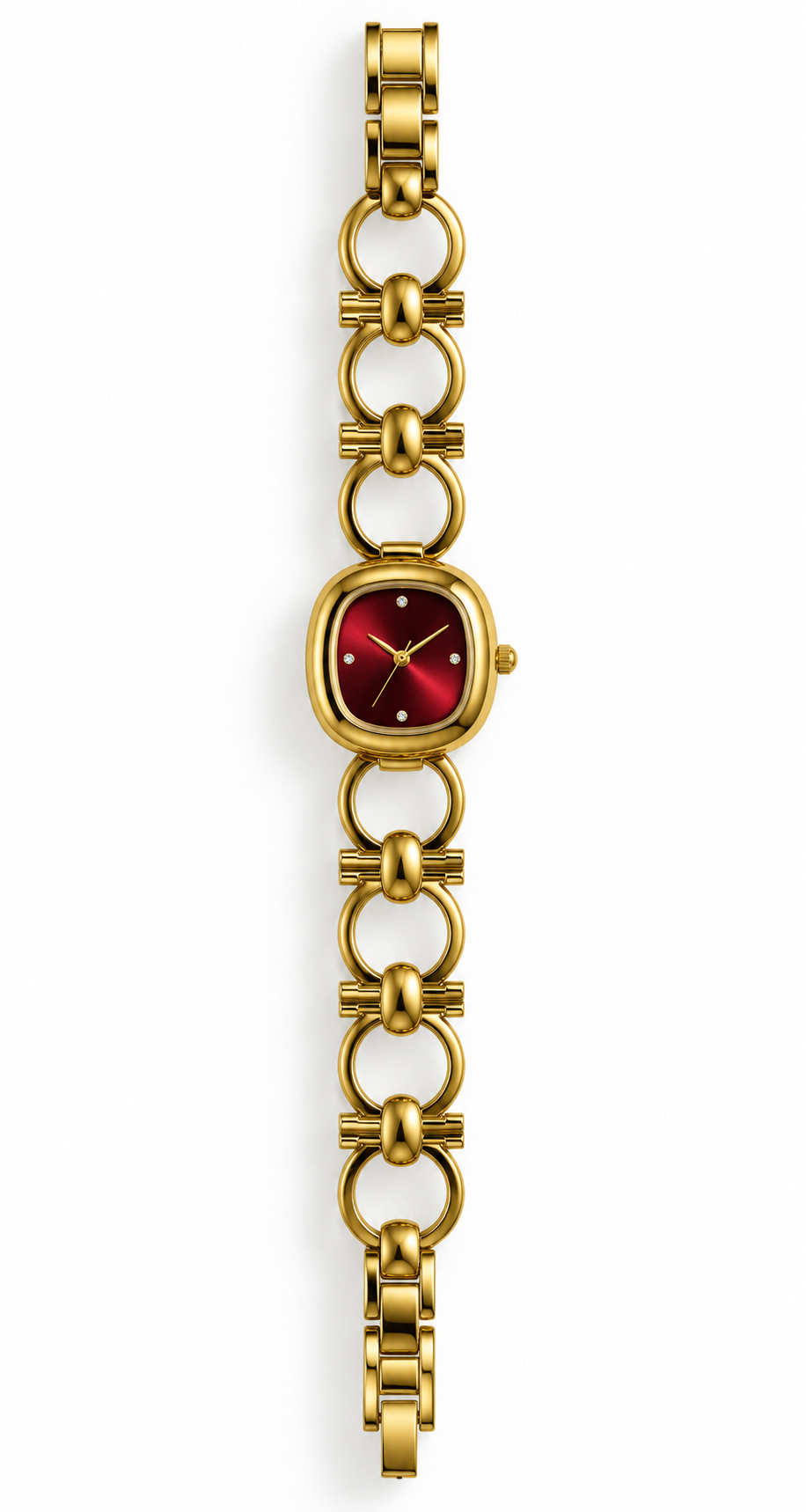 GOLD CRIMSON RED DIAL WATCH