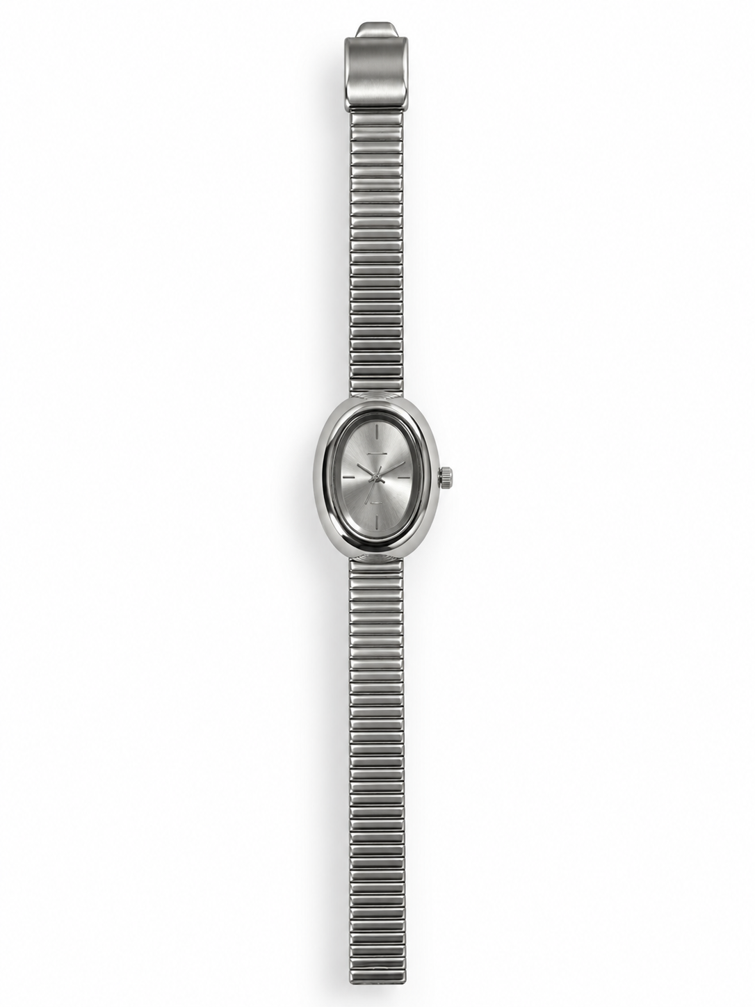 OVAL SILVER HALO STRETCHED WATCH