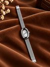 OVAL SILVER HALO STRETCHED WATCH