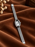 OVAL SILVER HALO STRETCHED WATCH